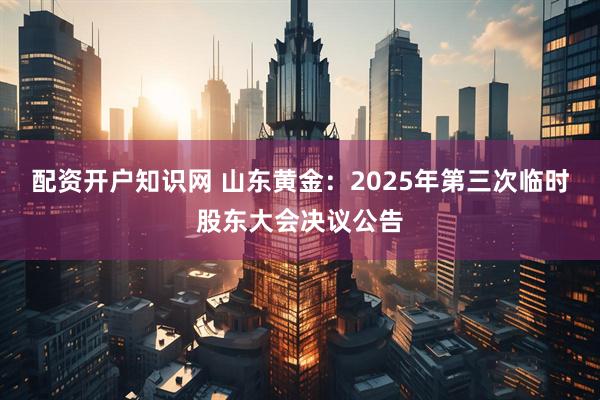 配资开户知识网 山东黄金：2025年第三次临时股东大会决议公告